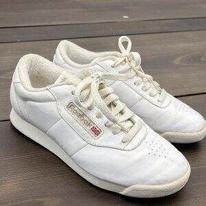 Reebok Womens Classic White Leather Sneakers Size 6.5 Retro Casual Shoes UK Flag